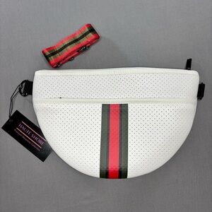 Haute Shore Brett Crossbody Soho Neoprene Belt Bag White Green NWT Tavel Sporty